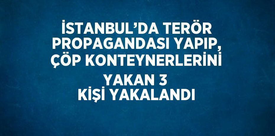 İSTANBUL’DA TERÖR PROPAGANDASI YAPIP, ÇÖP KONTEYNERLERİNİ YAKAN 3 KİŞİ YAKALANDI