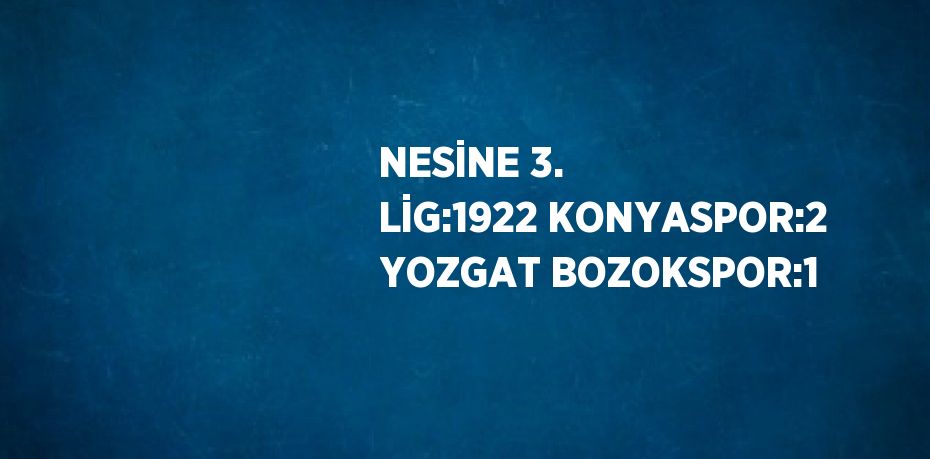 NESİNE 3. LİG:1922 KONYASPOR:2 YOZGAT BOZOKSPOR:1