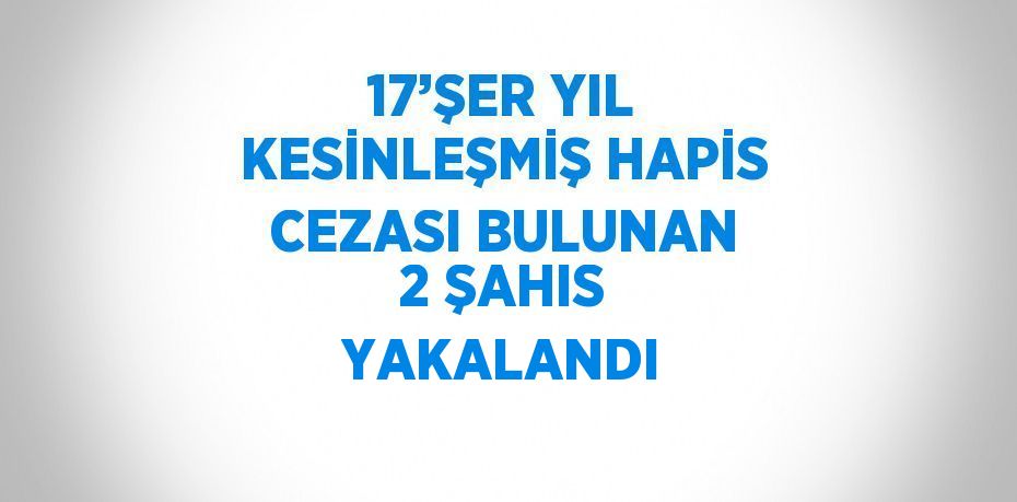 17’ŞER YIL KESİNLEŞMİŞ HAPİS CEZASI BULUNAN 2 ŞAHIS YAKALANDI