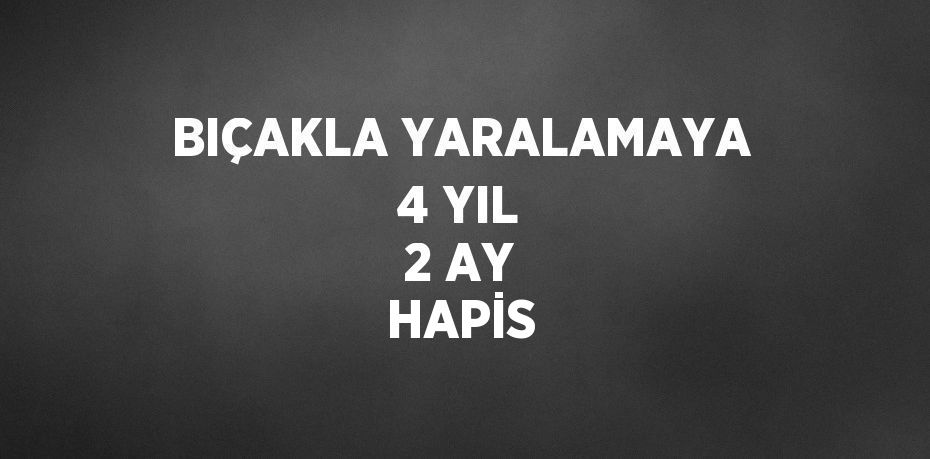 BIÇAKLA YARALAMAYA 4 YIL 2 AY HAPİS