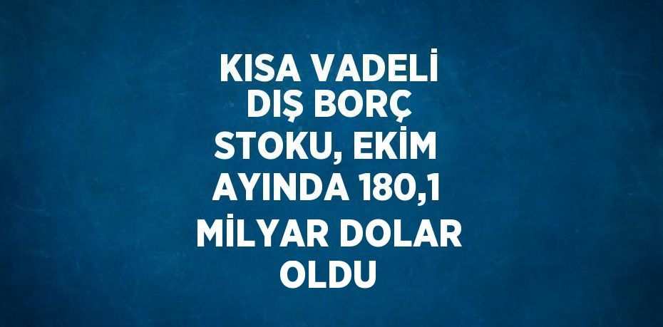 KISA VADELİ DIŞ BORÇ STOKU, EKİM AYINDA 180,1 MİLYAR DOLAR OLDU