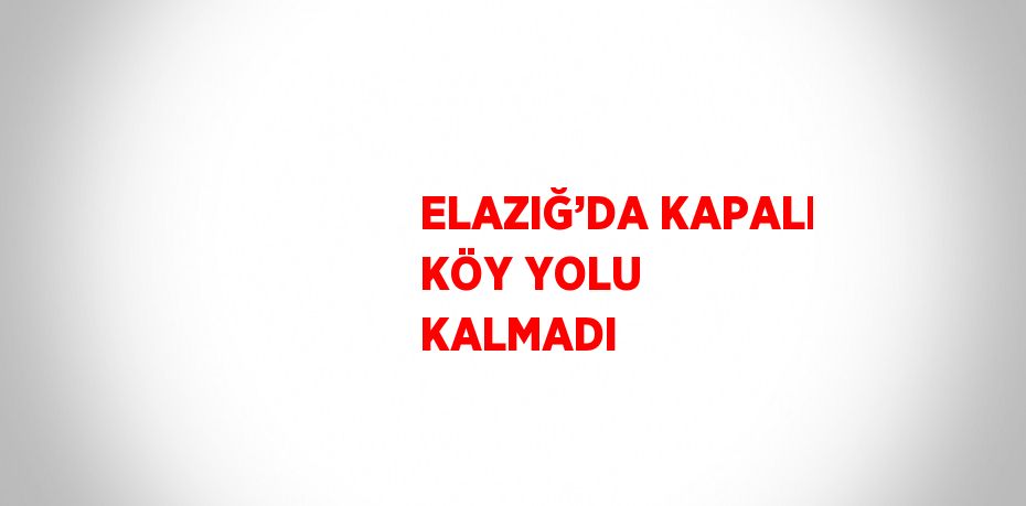 ELAZIĞ’DA KAPALI KÖY YOLU KALMADI