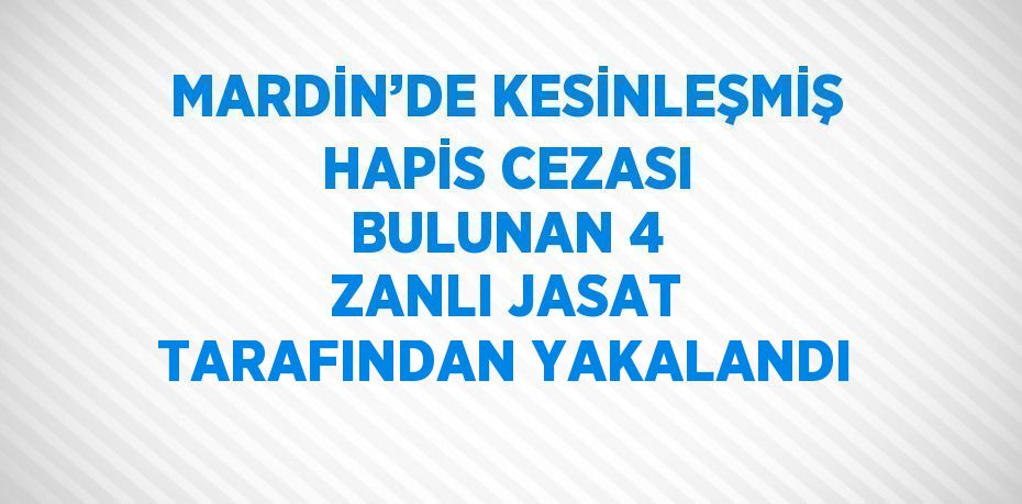 MARDİN’DE KESİNLEŞMİŞ HAPİS CEZASI BULUNAN 4 ZANLI JASAT TARAFINDAN YAKALANDI