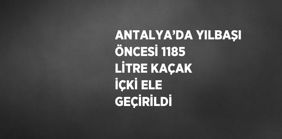 ANTALYA’DA YILBAŞI ÖNCESİ 1185 LİTRE KAÇAK İÇKİ ELE GEÇİRİLDİ