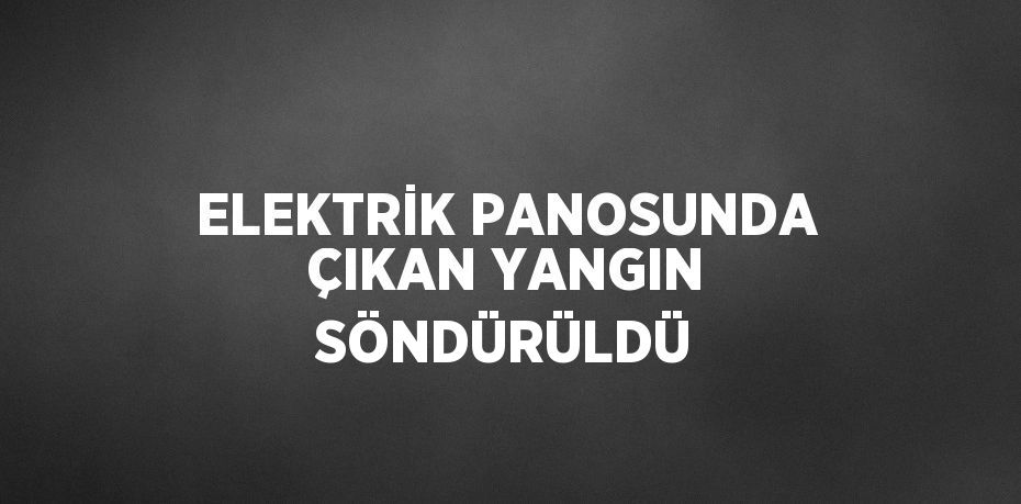 ELEKTRİK PANOSUNDA ÇIKAN YANGIN SÖNDÜRÜLDÜ