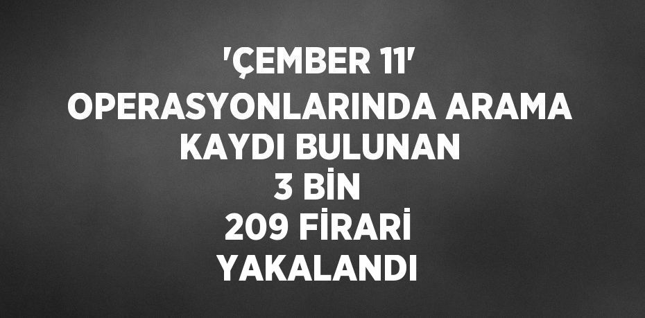 'ÇEMBER 11' OPERASYONLARINDA ARAMA KAYDI BULUNAN 3 BİN 209 FİRARİ YAKALANDI