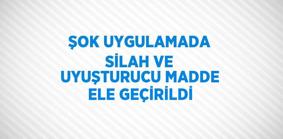 ŞOK UYGULAMADA SİLAH VE UYUŞTURUCU MADDE ELE GEÇİRİLDİ