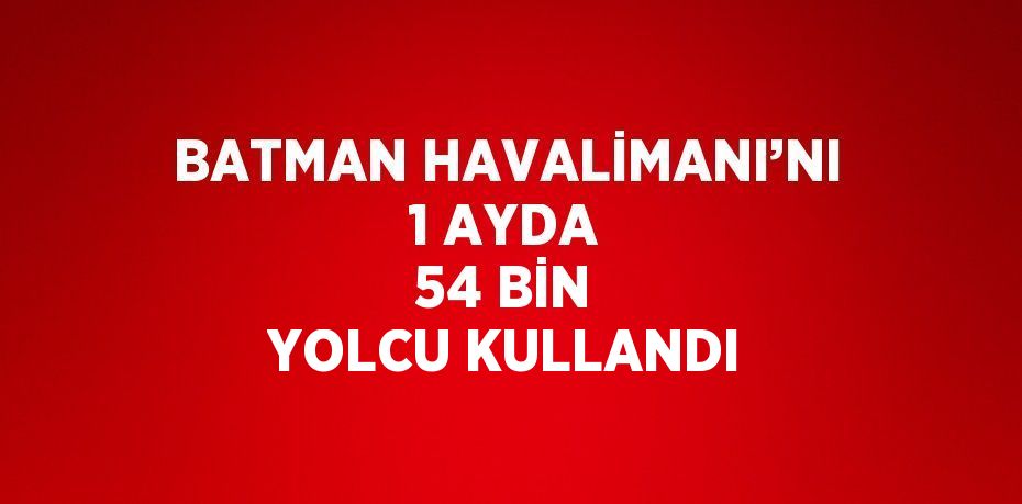 BATMAN HAVALİMANI’NI 1 AYDA 54 BİN YOLCU KULLANDI