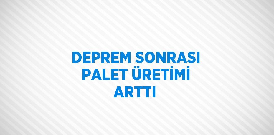 DEPREM SONRASI PALET ÜRETİMİ ARTTI