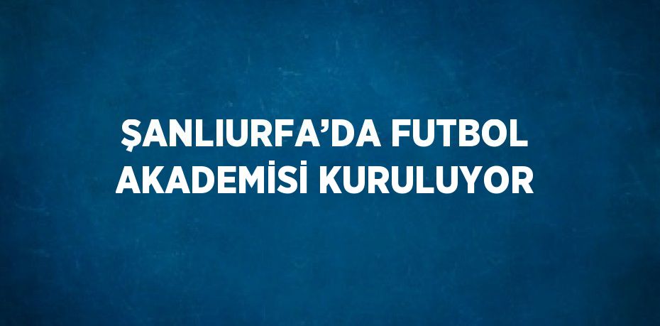ŞANLIURFA’DA FUTBOL AKADEMİSİ KURULUYOR
