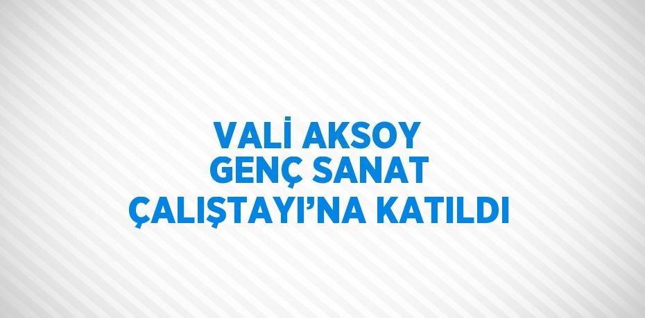 VALİ AKSOY GENÇ SANAT ÇALIŞTAYI’NA KATILDI