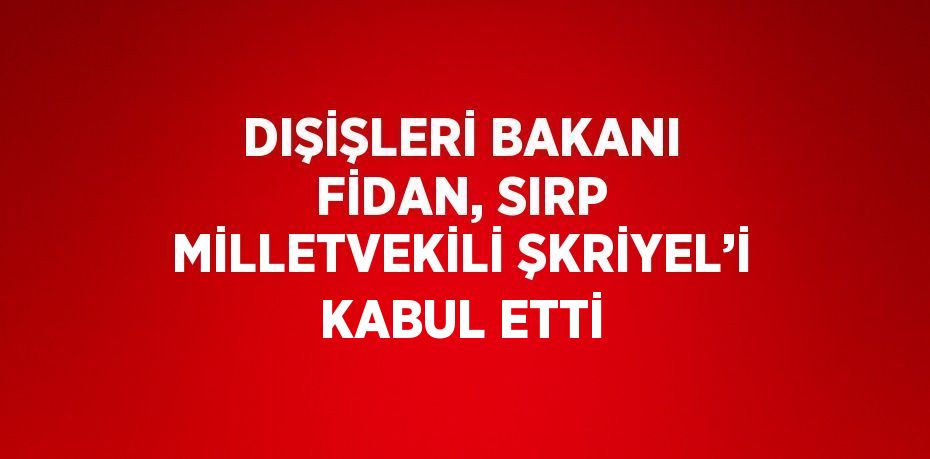 DIŞİŞLERİ BAKANI FİDAN, SIRP MİLLETVEKİLİ ŞKRİYEL’İ KABUL ETTİ