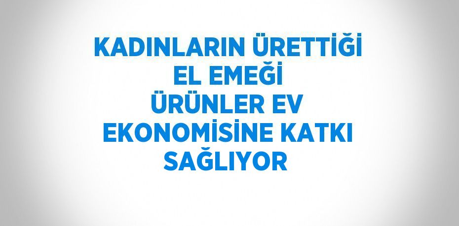 KADINLARIN ÜRETTİĞİ EL EMEĞİ ÜRÜNLER EV EKONOMİSİNE KATKI SAĞLIYOR