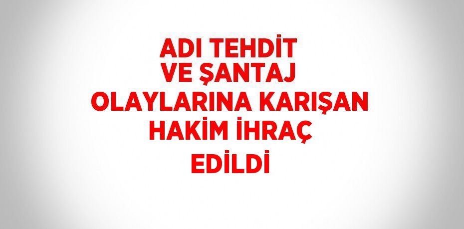 ADI TEHDİT VE ŞANTAJ OLAYLARINA KARIŞAN HAKİM İHRAÇ EDİLDİ