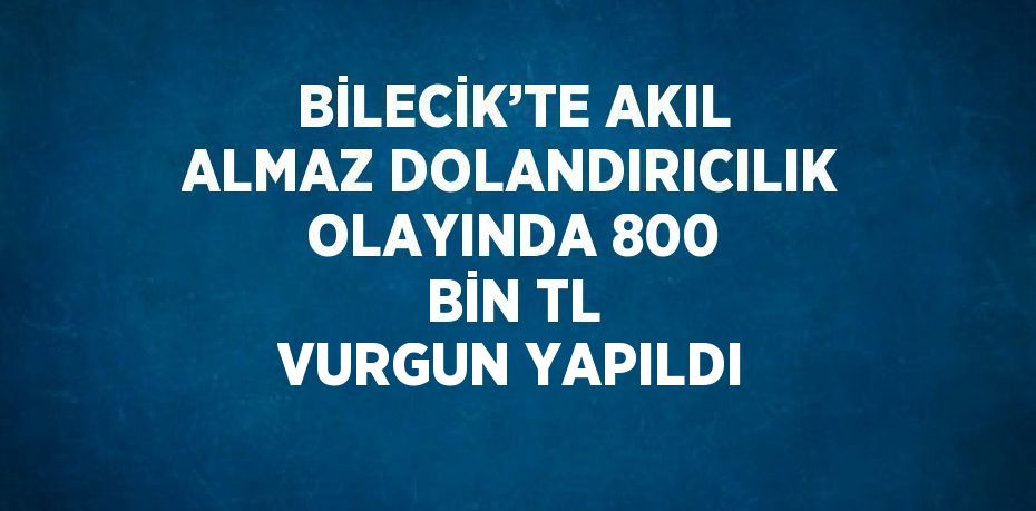 BİLECİK’TE AKIL ALMAZ DOLANDIRICILIK OLAYINDA 800 BİN TL VURGUN YAPILDI