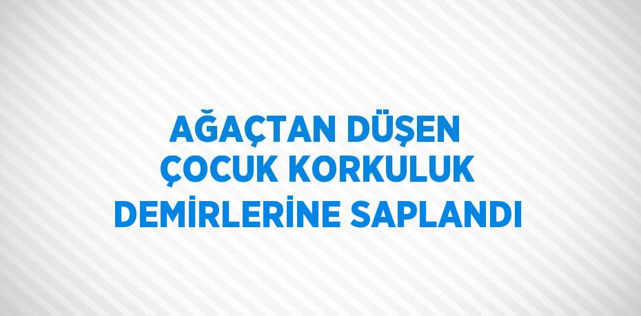 AĞAÇTAN DÜŞEN ÇOCUK KORKULUK DEMİRLERİNE SAPLANDI