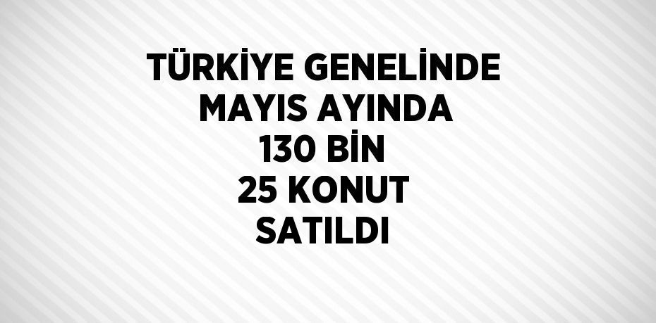 TÜRKİYE GENELİNDE MAYIS AYINDA 130 BİN 25 KONUT SATILDI