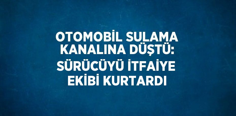 OTOMOBİL SULAMA KANALINA DÜŞTÜ: SÜRÜCÜYÜ İTFAİYE EKİBİ KURTARDI