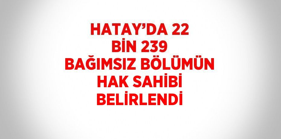 HATAY’DA 22 BİN 239 BAĞIMSIZ BÖLÜMÜN HAK SAHİBİ BELİRLENDİ