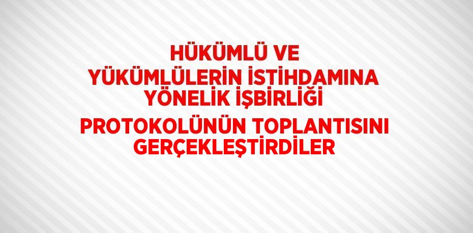 HÜKÜMLÜ VE YÜKÜMLÜLERİN İSTİHDAMINA YÖNELİK İŞBİRLİĞİ PROTOKOLÜNÜN TOPLANTISINI GERÇEKLEŞTİRDİLER