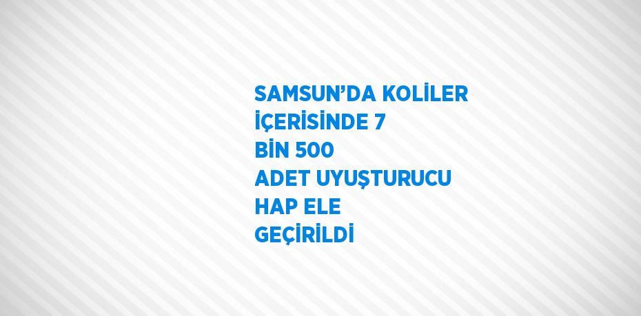 SAMSUN’DA KOLİLER İÇERİSİNDE 7 BİN 500 ADET UYUŞTURUCU HAP ELE GEÇİRİLDİ