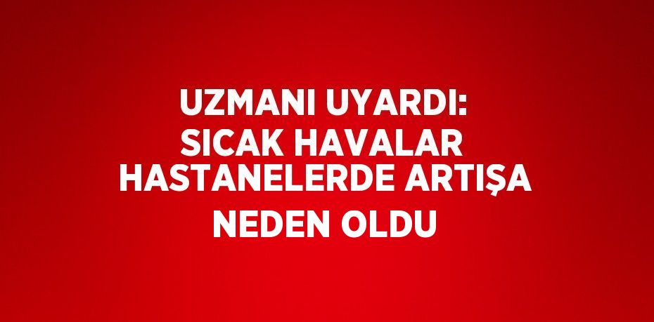 UZMANI UYARDI: SICAK HAVALAR HASTANELERDE ARTIŞA NEDEN OLDU