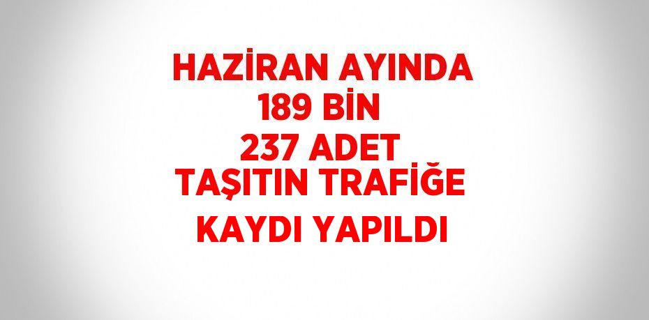HAZİRAN AYINDA 189 BİN 237 ADET TAŞITIN TRAFİĞE KAYDI YAPILDI