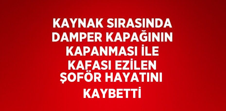 KAYNAK SIRASINDA DAMPER KAPAĞININ KAPANMASI İLE KAFASI EZİLEN ŞOFÖR HAYATINI KAYBETTİ