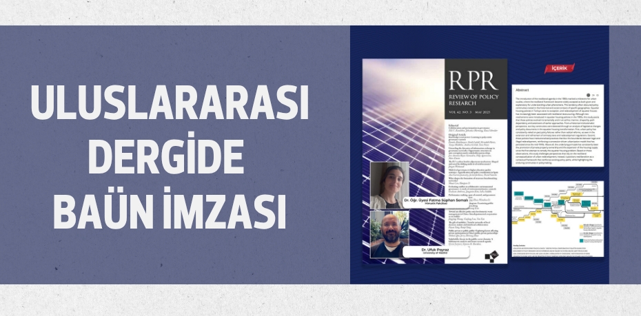 ULUSLARARASI DERGİDE BAÜN İMZASI