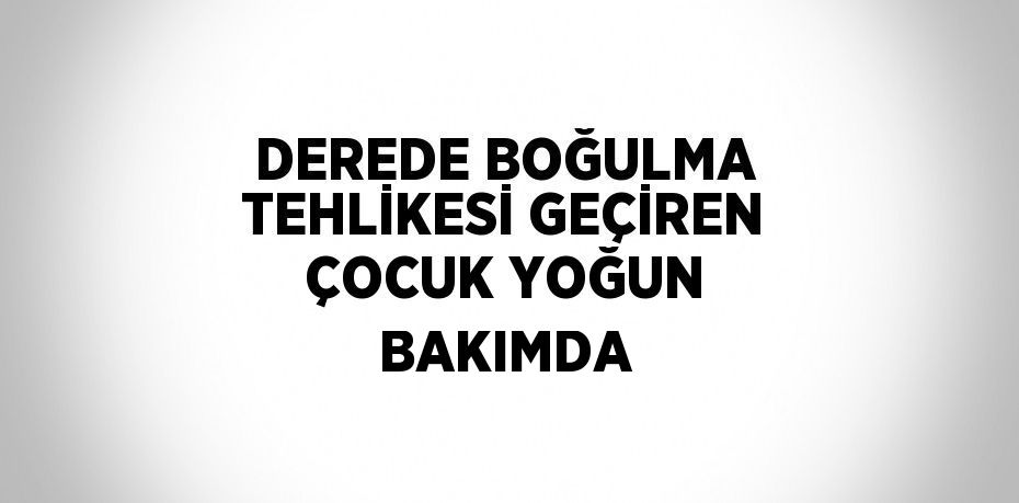 DEREDE BOĞULMA TEHLİKESİ GEÇİREN ÇOCUK YOĞUN BAKIMDA