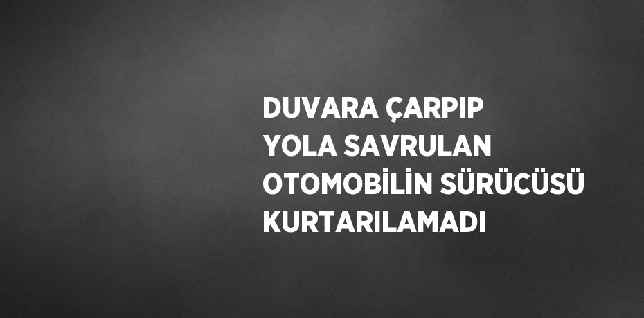 DUVARA ÇARPIP YOLA SAVRULAN OTOMOBİLİN SÜRÜCÜSÜ KURTARILAMADI