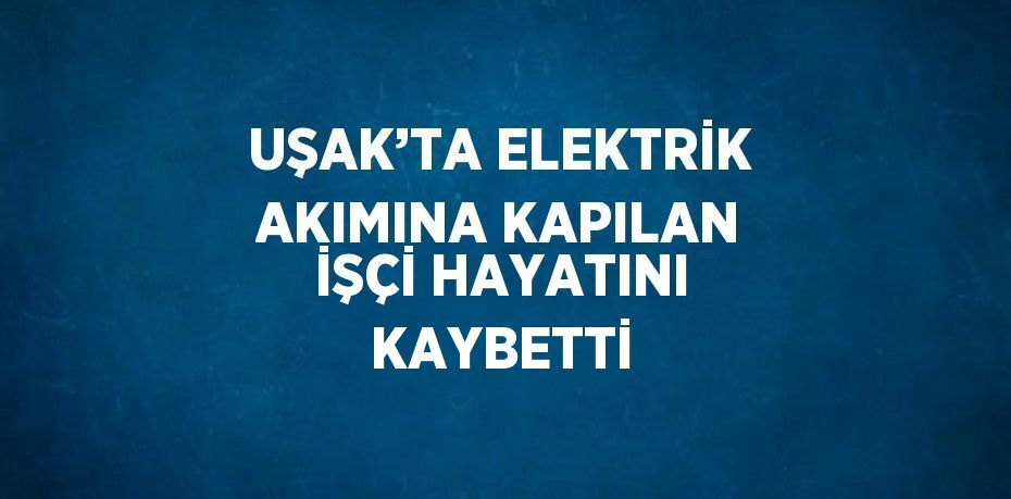 UŞAK’TA ELEKTRİK AKIMINA KAPILAN İŞÇİ HAYATINI KAYBETTİ