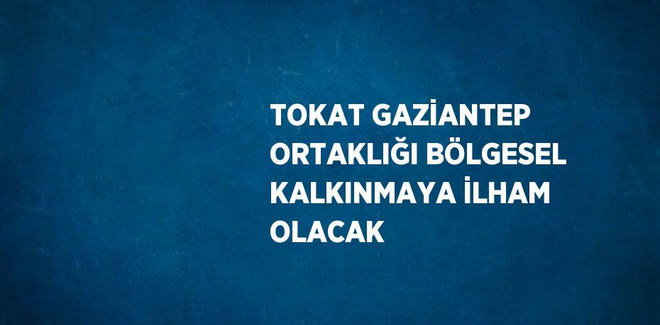 TOKAT GAZİANTEP ORTAKLIĞI BÖLGESEL KALKINMAYA İLHAM OLACAK