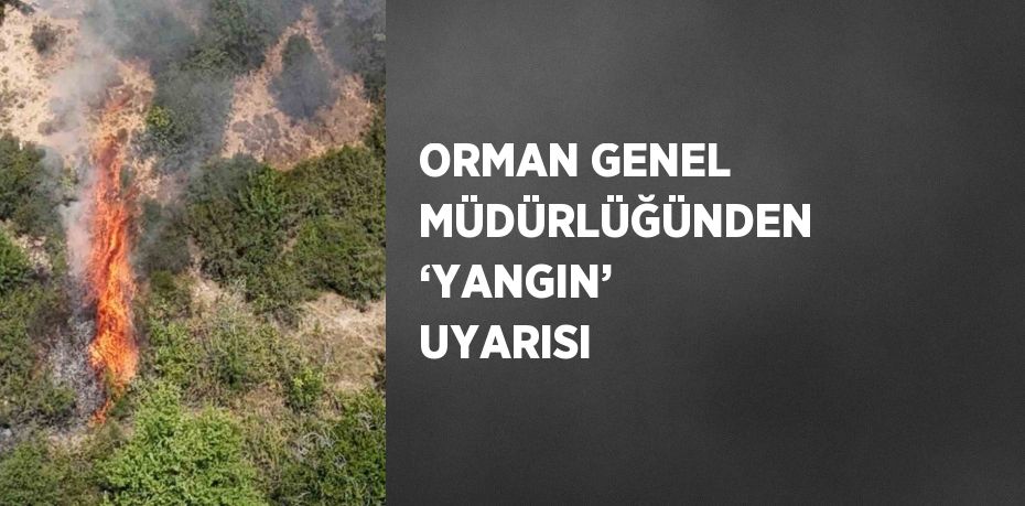 ORMAN GENEL MÜDÜRLÜĞÜNDEN ‘YANGIN’ UYARISI