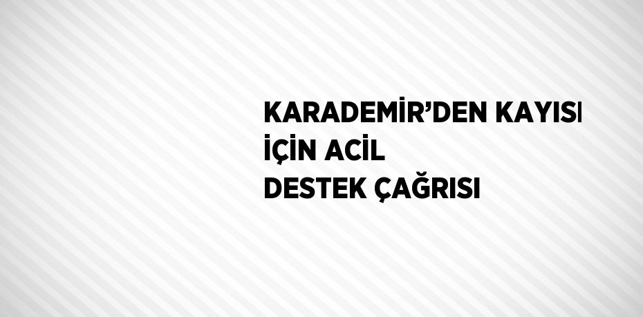 KARADEMİR’DEN KAYISI İÇİN ACİL DESTEK ÇAĞRISI