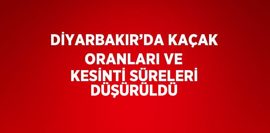 DİYARBAKIR’DA KAÇAK ORANLARI VE KESİNTİ SÜRELERİ DÜŞÜRÜLDÜ