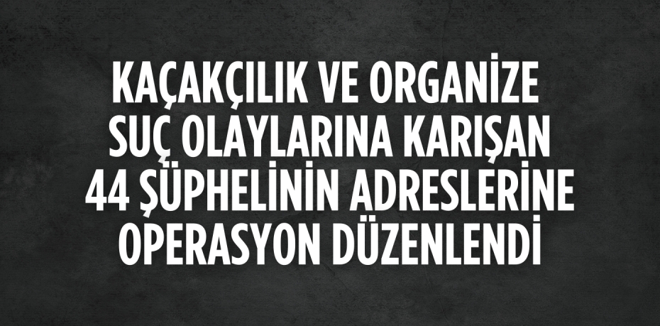 KAÇAKÇILIK VE ORGANİZE SUÇ OLAYLARINA KARIŞAN 44 ŞÜPHELİNİN ADRESLERİNE OPERASYON DÜZENLENDİ