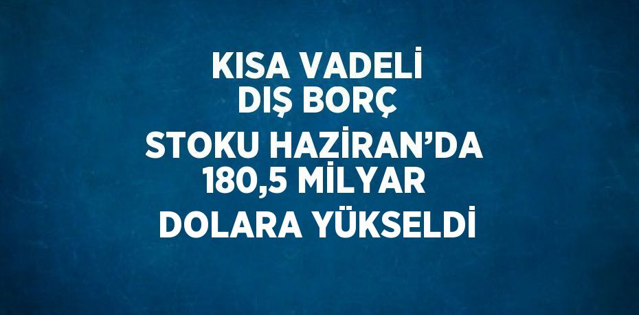 KISA VADELİ DIŞ BORÇ STOKU HAZİRAN’DA 180,5 MİLYAR DOLARA YÜKSELDİ