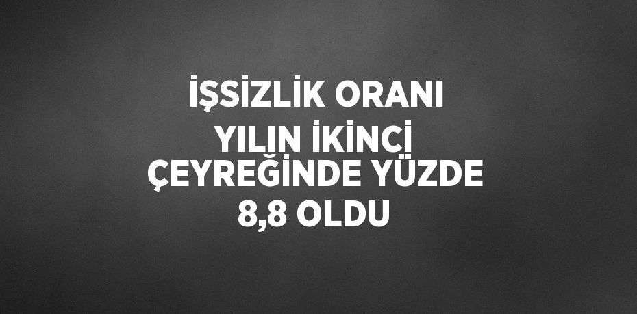 İŞSİZLİK ORANI YILIN İKİNCİ ÇEYREĞİNDE YÜZDE 8,8 OLDU