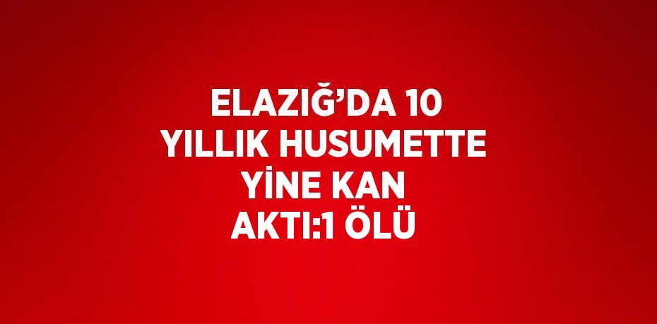 ELAZIĞ’DA 10 YILLIK HUSUMETTE YİNE KAN AKTI:1 ÖLÜ