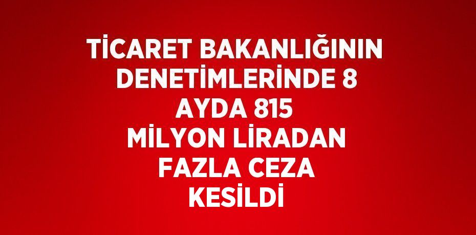 TİCARET BAKANLIĞININ DENETİMLERİNDE 8 AYDA 815 MİLYON LİRADAN FAZLA CEZA KESİLDİ