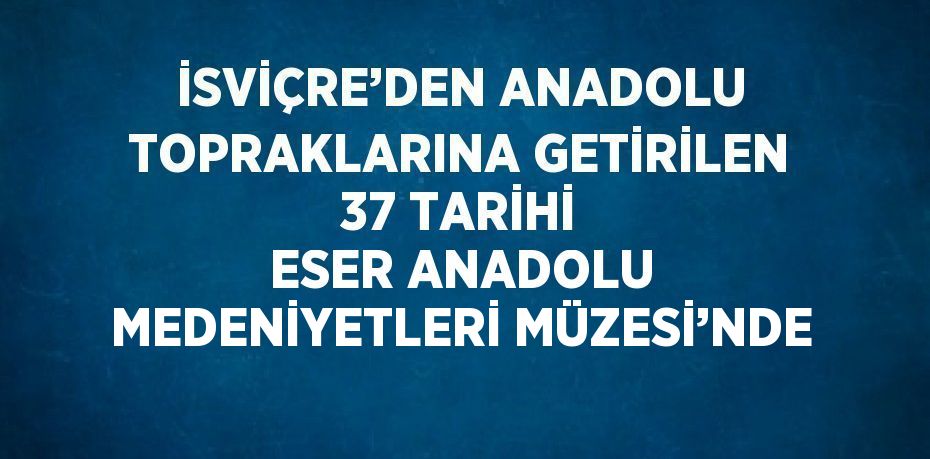 İSVİÇRE’DEN ANADOLU TOPRAKLARINA GETİRİLEN 37 TARİHİ ESER ANADOLU MEDENİYETLERİ MÜZESİ’NDE