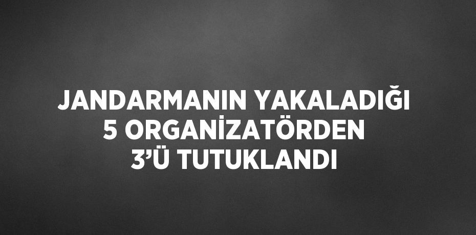 JANDARMANIN YAKALADIĞI 5 ORGANİZATÖRDEN 3’Ü TUTUKLANDI