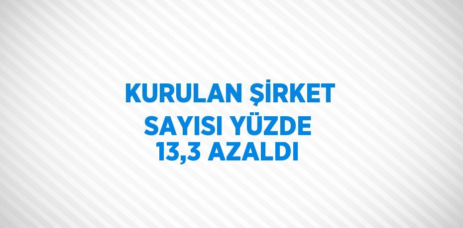 KURULAN ŞİRKET SAYISI YÜZDE 13,3 AZALDI