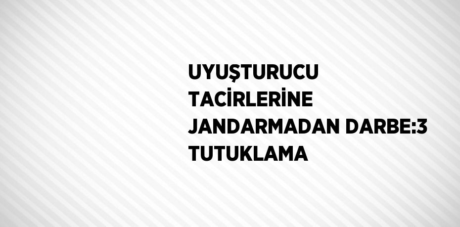 UYUŞTURUCU TACİRLERİNE JANDARMADAN DARBE:3 TUTUKLAMA