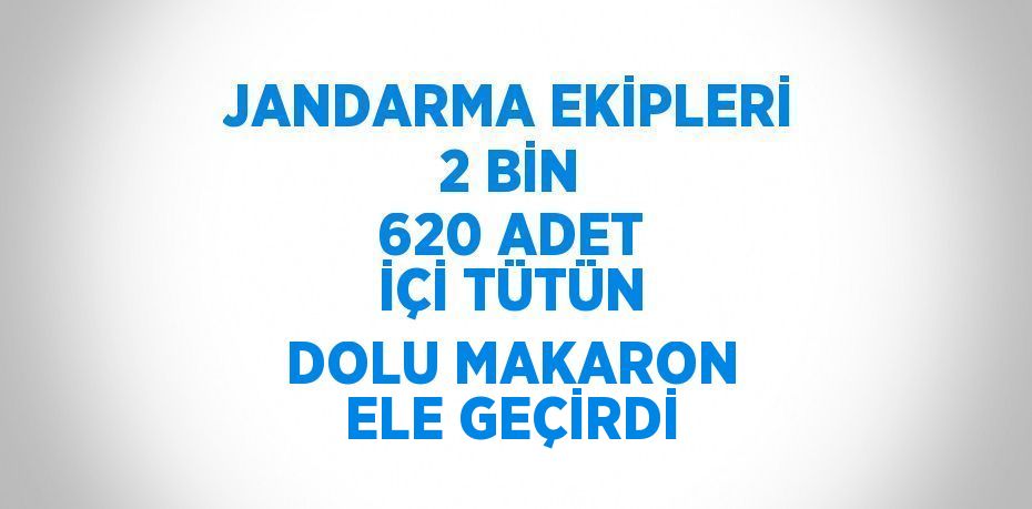 JANDARMA EKİPLERİ 2 BİN 620 ADET İÇİ TÜTÜN DOLU MAKARON ELE GEÇİRDİ