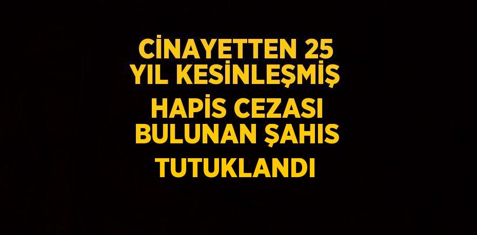 CİNAYETTEN 25 YIL KESİNLEŞMİŞ HAPİS CEZASI BULUNAN ŞAHIS TUTUKLANDI