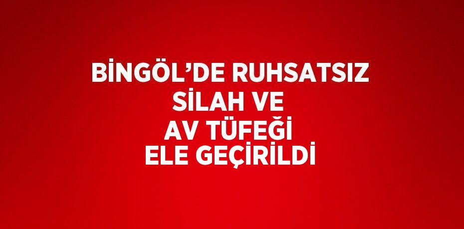 BİNGÖL’DE RUHSATSIZ SİLAH VE AV TÜFEĞİ ELE GEÇİRİLDİ