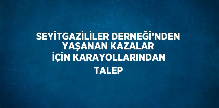 SEYİTGAZİLİLER DERNEĞİ’NDEN YAŞANAN KAZALAR İÇİN KARAYOLLARINDAN TALEP