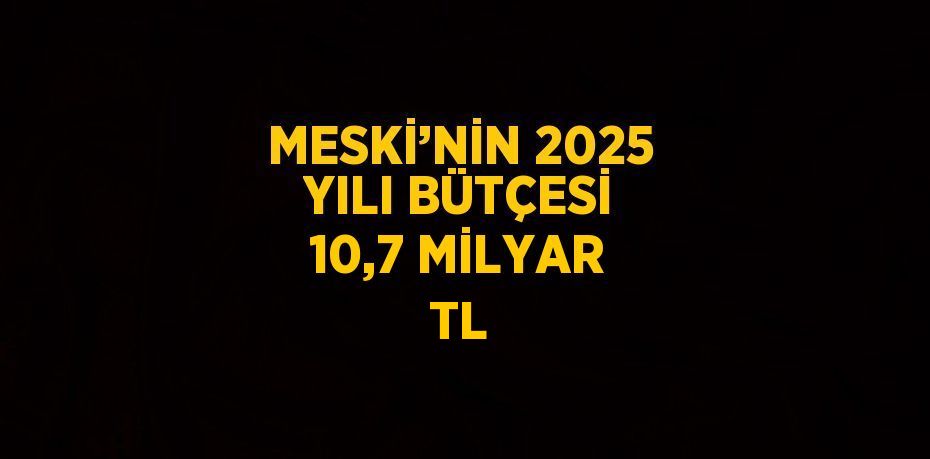 MESKİ’NİN 2025 YILI BÜTÇESİ 10,7 MİLYAR TL